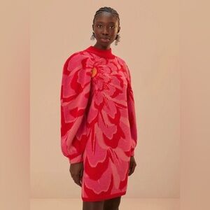 FARM Rio Bold Flowers Knit Mini Dress Large